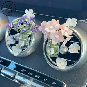 Flower Car Diffuser - Reusable Vent Clip & 3mL Amber Glass Bottle - Car Air Freshener & Cute Gift for Her