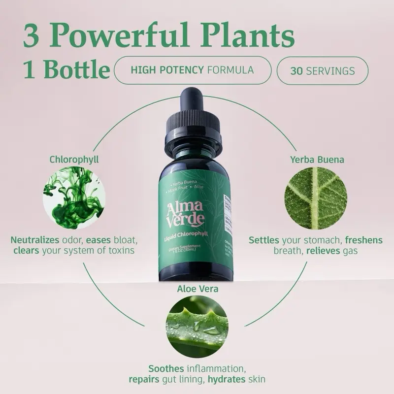 Alma Verde 14-Day Glow & Gut Cleanse  Chlorophyll Drops for Body Odor,  Bloating & Skin  Natural Detox with Aloe Vera & Yerba Buena  30ml Vegan  Supplement - TikTok Shop