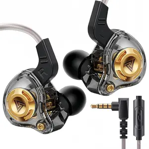 QKZ AK6 SRS Wired IEM for Gaming Earbuds with MIC, in Ear Monitor Headphones, Deep Bass Sound, 1DD 11mm Dynamic Driver, IEM for Music Video Calling (Black)