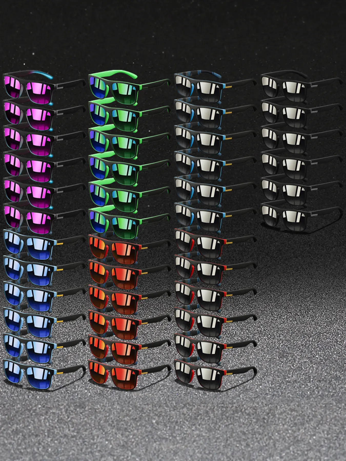42pcs retro color blocking glasses, Lightweight Polycarbonate Frames, color options, adopting polycarbonate frame and rubber nose pad, lightweight comfortable design, suitable for outdoor and daily wear, the ideal vacation gift, Beach Eyewear