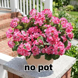 12pcs Fake Flower Artificial Geranium, Realistic Geraniums for Outdoors, Artificial Flowers for Garden Decor, 14.4 Inch Fake Plants, Plastic Faux Flowers