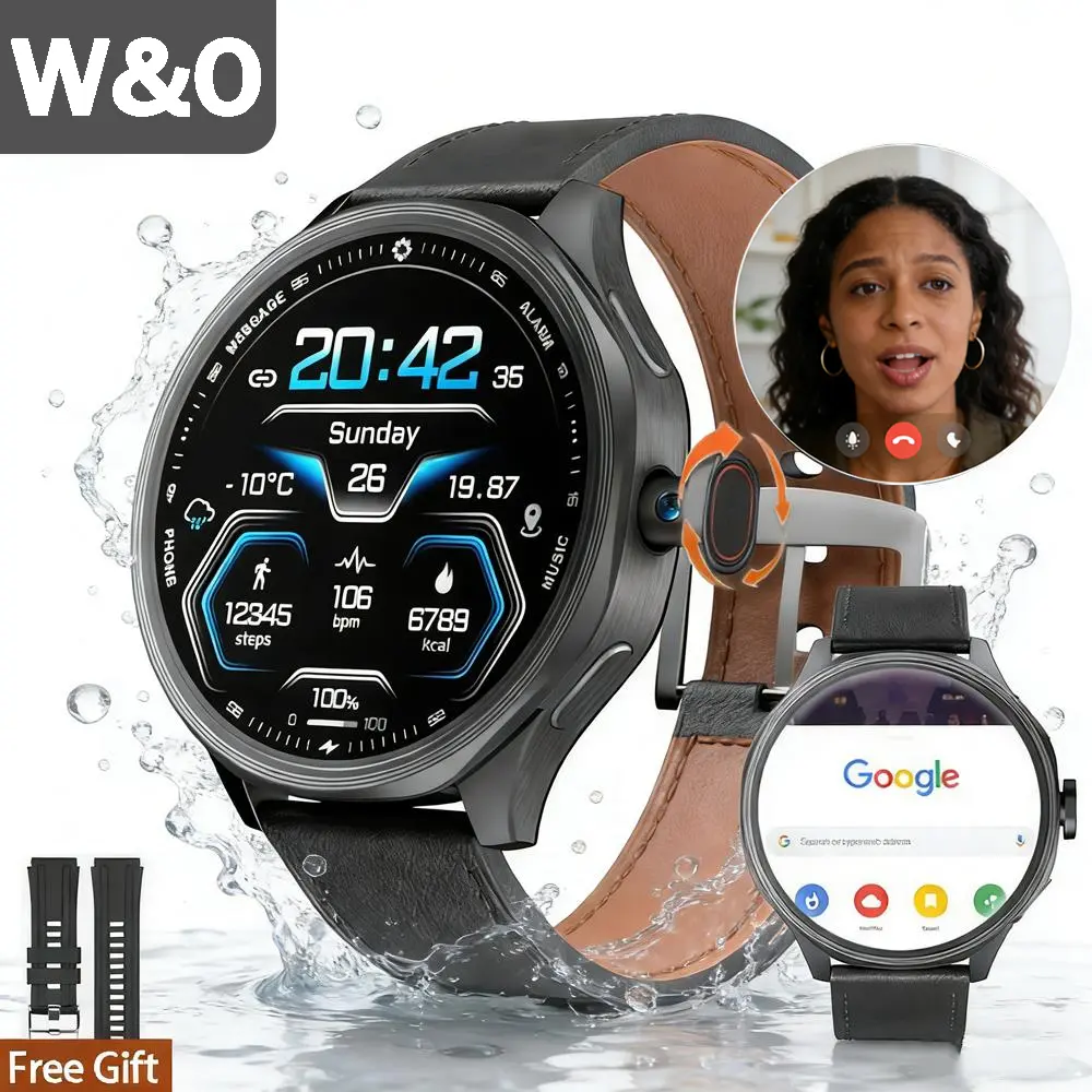 2026 Upgrade 4G SIM Card Android Smart Watch, 1.73'' AMOLED Large Screen 3GB+32GB Smartwatch for Men Women with Rotating Camera WiFi GPS, 800mAh Fitness Activity Tracker Watch