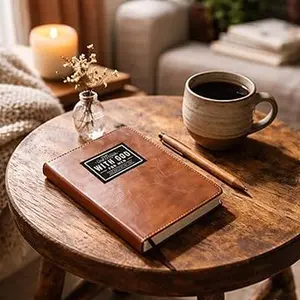 2026 One Minute with God Daily Devotional for Men 365 Reflections to Strengthen Faith Brown Faux Leather Edition 17cm x 12cm Spiritual Practice Journal