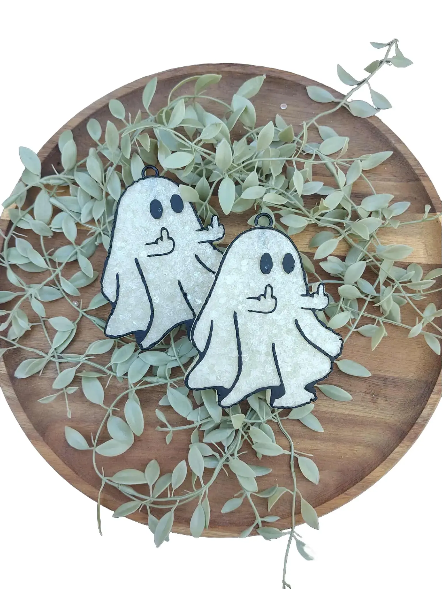 Middle Finger Ghost Car Freshie Handmade Aroma Beads with 10" String for Hanging Scented Fragrance Oil Cured Beads