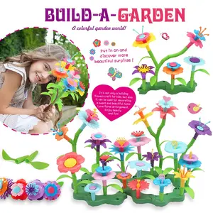 136PCS Flower Garden Building Blocks Toys, DIY Educational STEM Building Set, Preschool Learning Activity, Birthday Gift for Kids Ages 3+