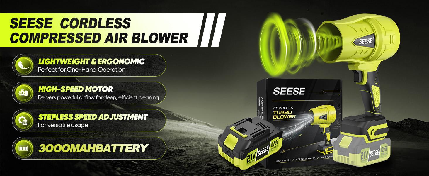 SEESE 21V Cordless Car Washing Bundle with 1000 PSI Pressure Washer & 1000G Turbo Leaf Blower Combo Kit for Car Wash + Drying, Patio & Garden Cleaning