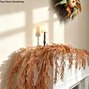 2pcs Faux Autumn Cedar Garland (72 Inches), Realistic Christmas Garland, Durable Flexible Cedar Vine, Perfect for Indoor Outdoor Holiday Decor