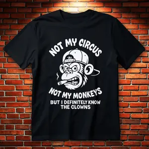 Not My Circus Not My Monkeys Shirt - Funny Sarcastic Monkey Tee, Grumpy Mood Graphic, Snarky Humor T-Shirt, Gift for Men & Women