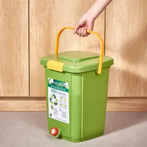 Kitchen waste compost barrel dry and wet separation fermentation barrel Bokashi compost box fertilizer barrel fermentation barrel EM fungus bran strain portable compost barrel ecosystem Bucket Household Plastic