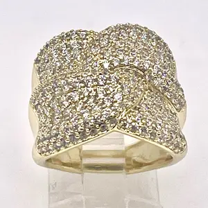 Cocktail Ring Yellow Gold Filled CZ Band Oro laminado Anillo pave style Ñadies ring