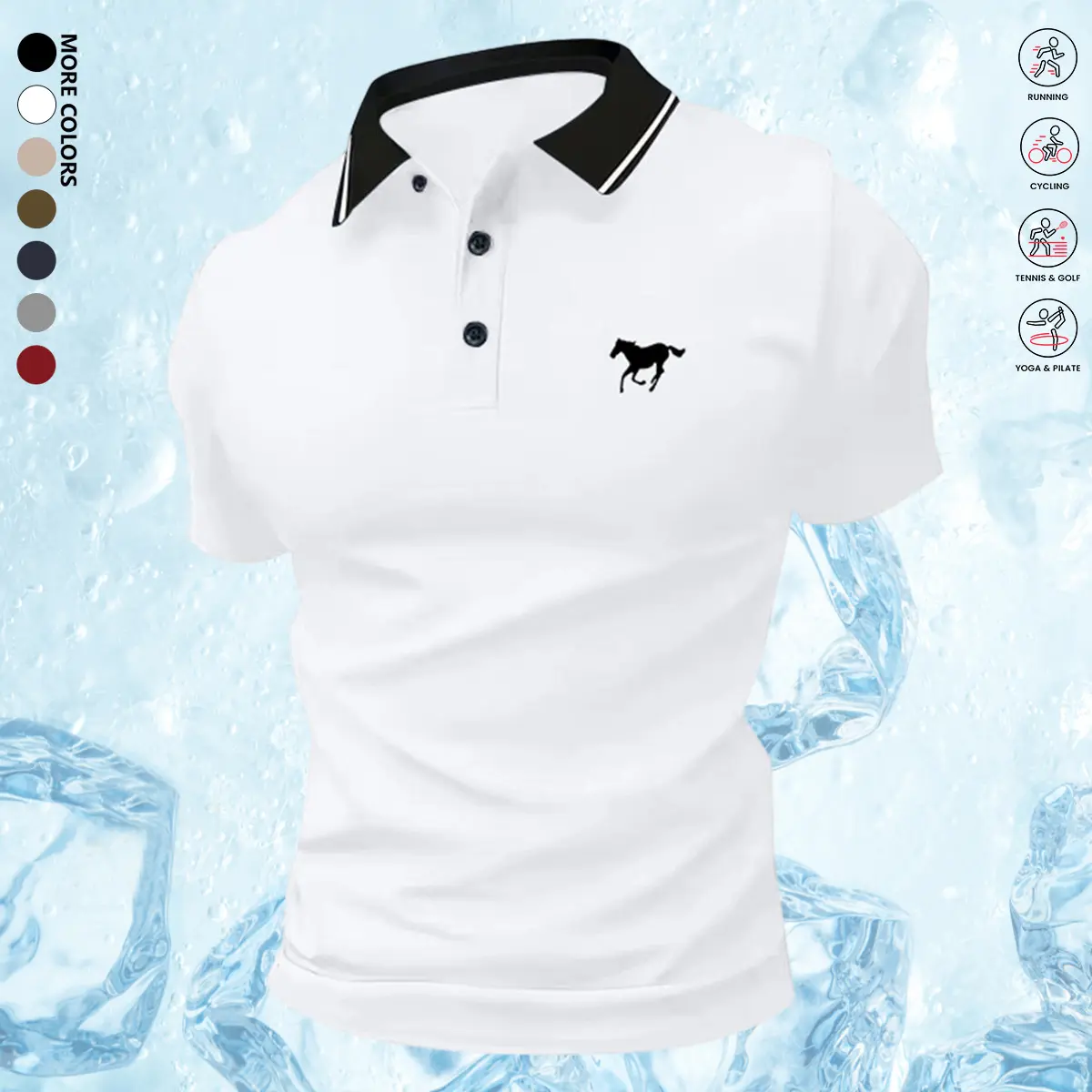 Business Casual Men's Polo Shirt, Classic Solid Shortsleeve Top, Comfortable Button-Up Menswear, Button-Up Fabric Business Casual Men's Polo Shirt, Classic Solid Shortsleeve Top, Comfortable Button-Up Menswear, Button-Up Fabric