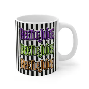 Beetle.Juice Halloween Mug  Ceramic Drinkware Spooky Coffee Cup Beverage Tumbler Beetlejuice  Reusable Classic Washable Reuse pottery mugs