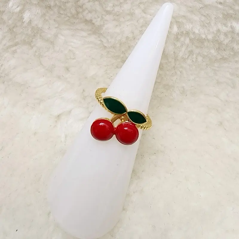 14k Gold Laminated Adjustable Cherry Design Ring
