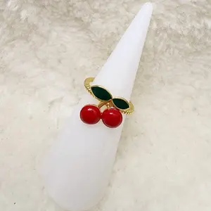 14k Gold Laminated Adjustable Cherry Design Ring