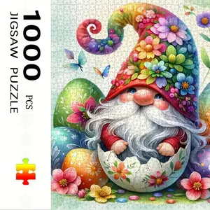 1000 Piece Easter Egg Dwarf Theme Jigsaw Puzzle, Large Adult Family Interactive Toy, DIY Home Decor Brain Challenge, Holiday Scene, Mixed Colors