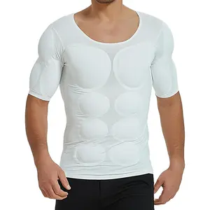 Men's Fake Muscle T-Shirt, Enhancers Strong Shoulder Pads Underwear, for Weddings Parties Daily Wear