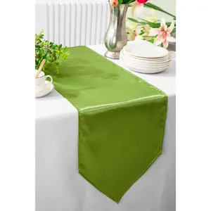 13.5"x108" Satin Table Runner - Moss Green/Olive Green (1pc)