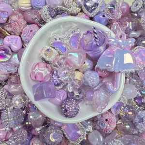 Light Purple Mixed 16mm Acrylic/Resin/Glaze/Heavy-Crafted Mix Beads For Pen Key/Bag Charm Car Hanger for DIY Craft Projects and Jewelry Making