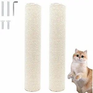 2 PCS M8 15.7Inch Sisal Cat Scratching Post Replacement Cat Tree Pole with Screws DIY Scratcher Part for Cat Tree Crafts Gardening Home Decor