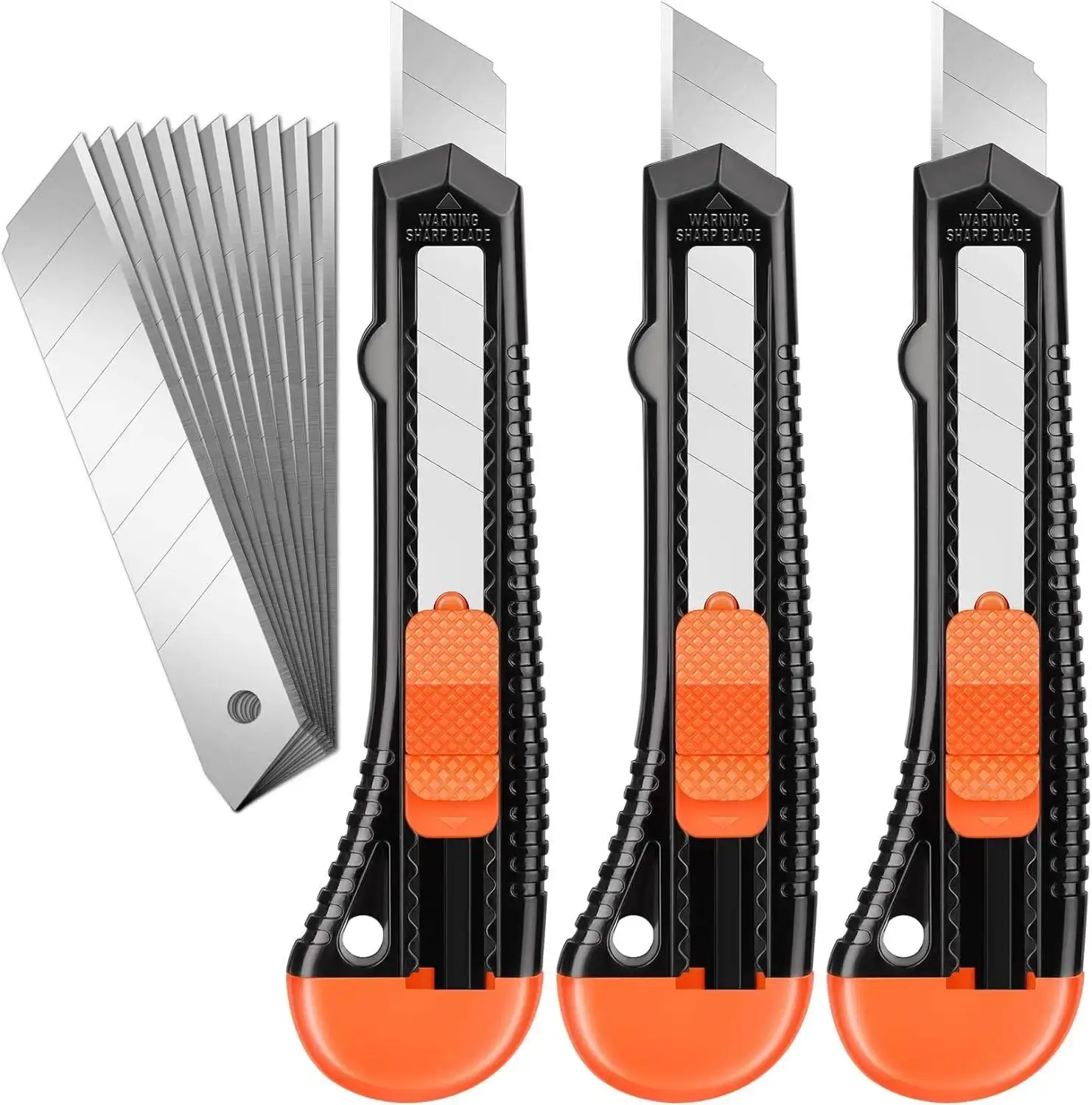 3 Pack Retractable Cutting Tool Set with 10pcs 18mm Replacement Blades Compact Carton and Cardboard Opener
