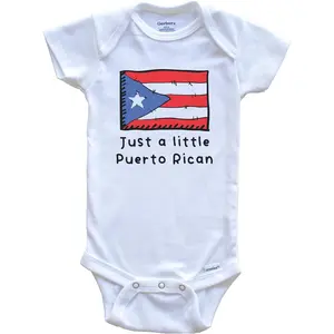 Just A Little Puerto Rican Funny Cute Puerto Rico Flag One Piece Baby Bodysuit