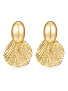 Women's Dangle Earrings, Chunky Fan-Shaped Design, Two-Tone Fashion Statement Jewelry for Women, Elegant Accessory, High Quality Earrings