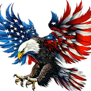 American Flag Bald Eagle Red White Blue Patriotic Decals, Laptop Water Bottle Decal Sticker