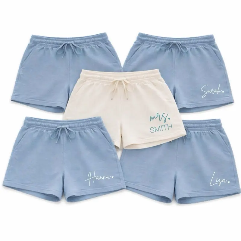 Personalized Bridesmaid Shorts, Custom Bridal Party Shorts, Wedding Morning Pajamas, Bride Getting Ready Outfit, Bachelorette Gift
