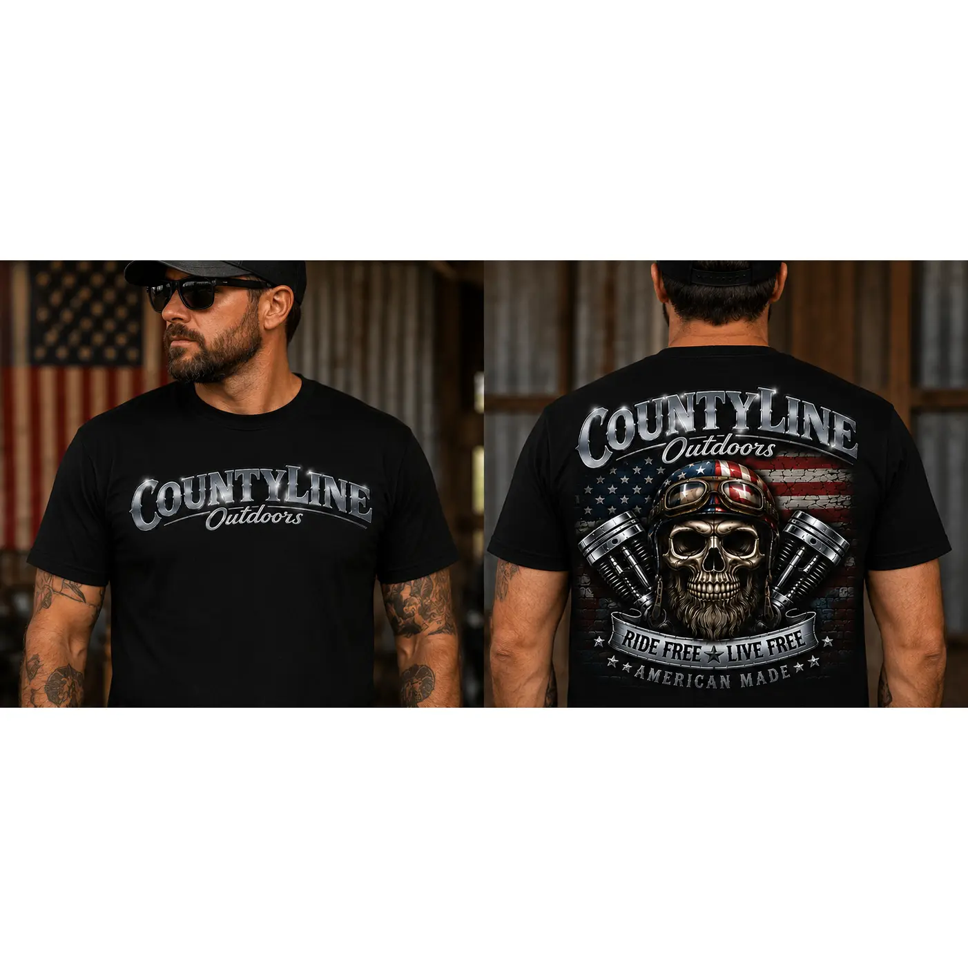 CountyLine Outdoors Ride Free Live Free Black T-Shirt