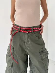 New Fashion Punk Metal Buckle Long Double Layer Rivet Thin Belt for Women, Perfect for Daily Wear, Stylish and Trendy Waistband