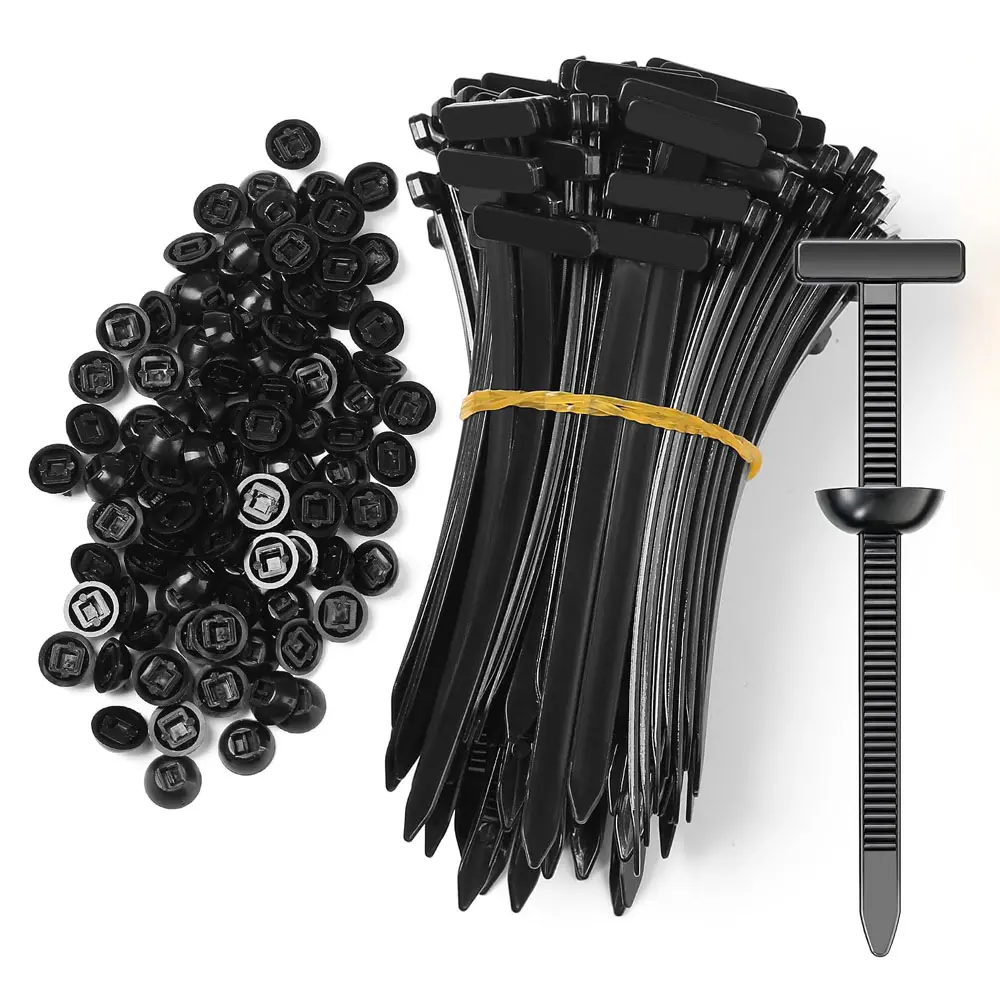 50 Pcs Nylon Universal Cable Tie Buckle - T Multifunctional Zip Ties | Pin & Button Design, Plastic Cable Ties, Car Fixion Tools Fasteners, UV Resistant, Zipties for Cars Daily Repair Bumper Clips