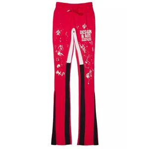 Damone Red Super Stacked Flare Track Pant