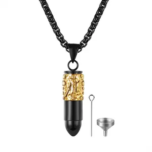 OIDEA Warrior Armor of God Bullet Pendant Necklace for Men, Vintage Engraved Gothic Biker Memorial Keepsake, Stainless Steel Costume Jewelry, Warrior Armor Necklaces