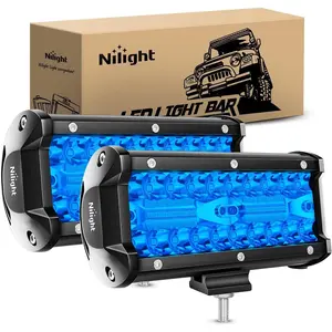 Nilight 6.5in LED Light Pods - 2PCS 120W Triple Row Blue Combo Beam (Flood & Spot), Aluminum Cover, IP67 Waterproof, Mount Adjustable Driving Fog Lights for UTV, Night Riding, Aftermarket Truck Accessories (Semi-Inclusive), Vehicle Accessories, Car Lights