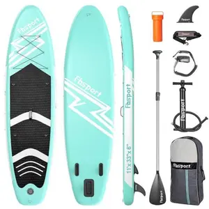 FBSPORT 11' Inflatable Stand Up Paddle Board Premium SUP for Yoga, Beach & Water Sports Wide Non-Slip Deck, Paddle, Pump, Leash & Carry Bag for Youth & Adults