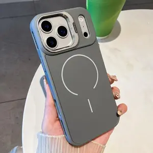 Silicone Magnetic Attraction Case for Apple iPhone 17 & 16 Pro Max - Simple Pure Design Lens Holder Compatible