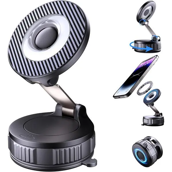 Vacuum Magsafe Car Phone Holder [120+ LB Strongest Suction & 3000gf Strongest Magnetic] 360° Adjustable Magnetic Car Phone Mount, Phone Holders for Your Car for iPhone 17 Pro Max 16 15 14 13 12 Plus