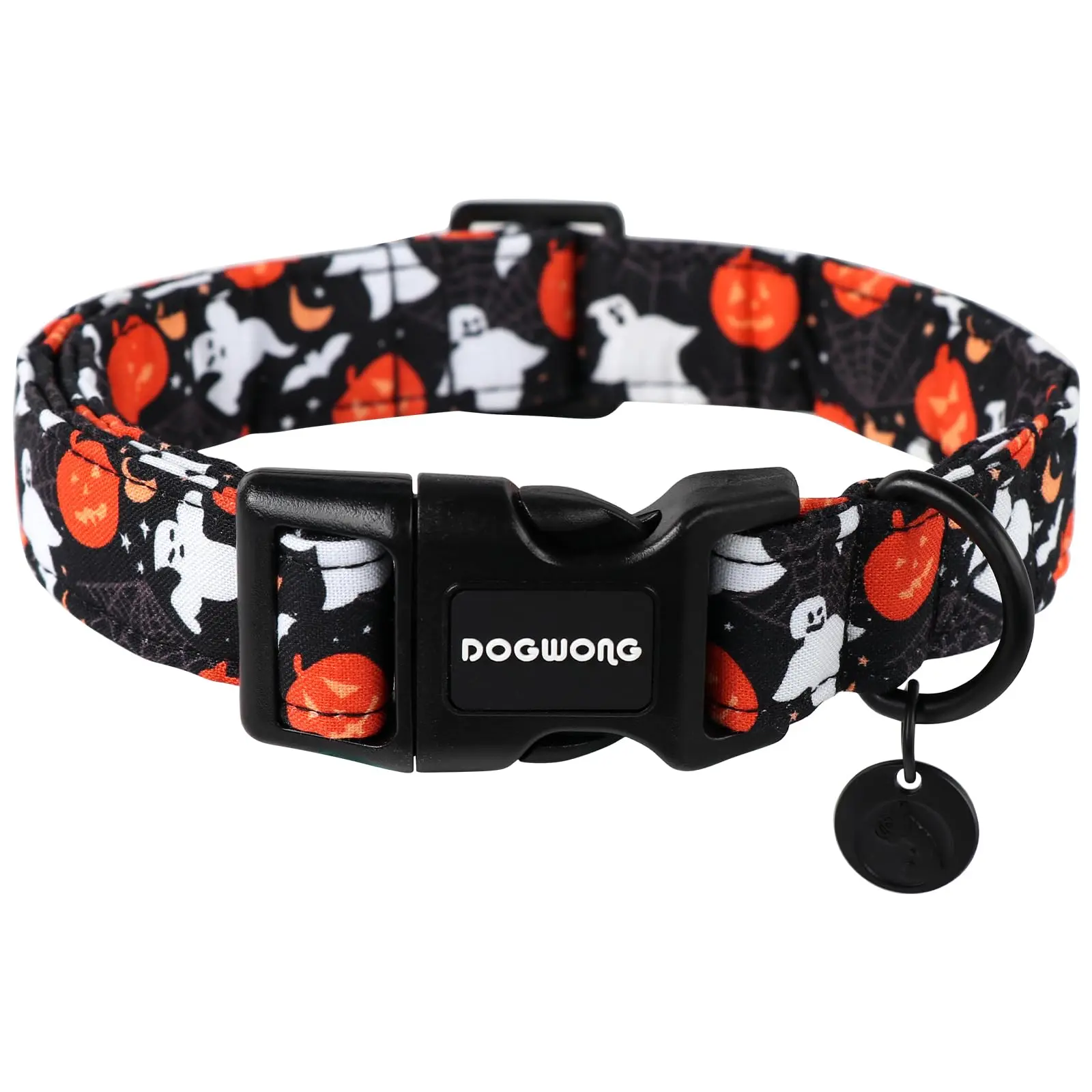 DOGWONG Fall Adjustable Dog Collar - Durable Soft Cotton, Breathable, Lightweight Adjustable Collars for Small, Medium, Large Dogs (Halloween Themed) tiktokshopbacktoschool