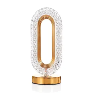 Cordless Crystal Lamp, Touch Sensor Control LED Table Lamp,3 Color Stepless Dimmable Battery Powered Lamp