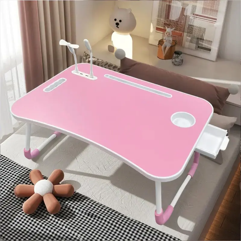 Ultra Large Portable Laptop Bed Table - Portable Ergonomic Desks & Workstations, Multi-Functional Tray with Cup Holder, Drawer, USB Port, Fan, Light - Heavy-Duty, Foldable for Work, Meals, Entertainment on Bed, Couch