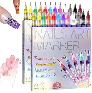 Nail Art Pens Set, 2025 New Nail Art Markers for Gel Nails, DIY Nail Art Marker Drawing Painting Liner Pen, Nail Art Tools for Graffiti Dotting Drawing Painting Point Liner DIY Manicure Acrylic Salon Smooth Cutics