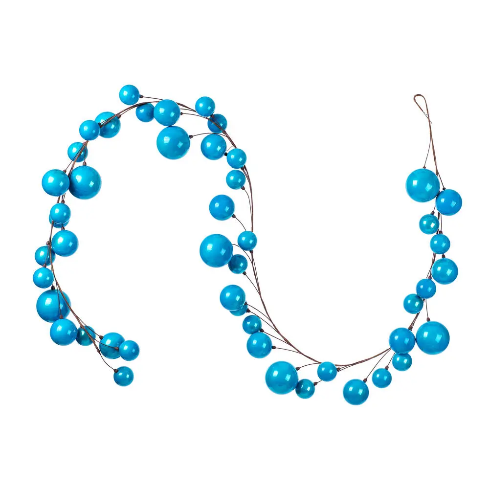 212 MAIN 10 ft. Turquoise Pearl Branch Ball Wire Garland with Hook - Christmas Festive Decoration for Home, Party Supplies
