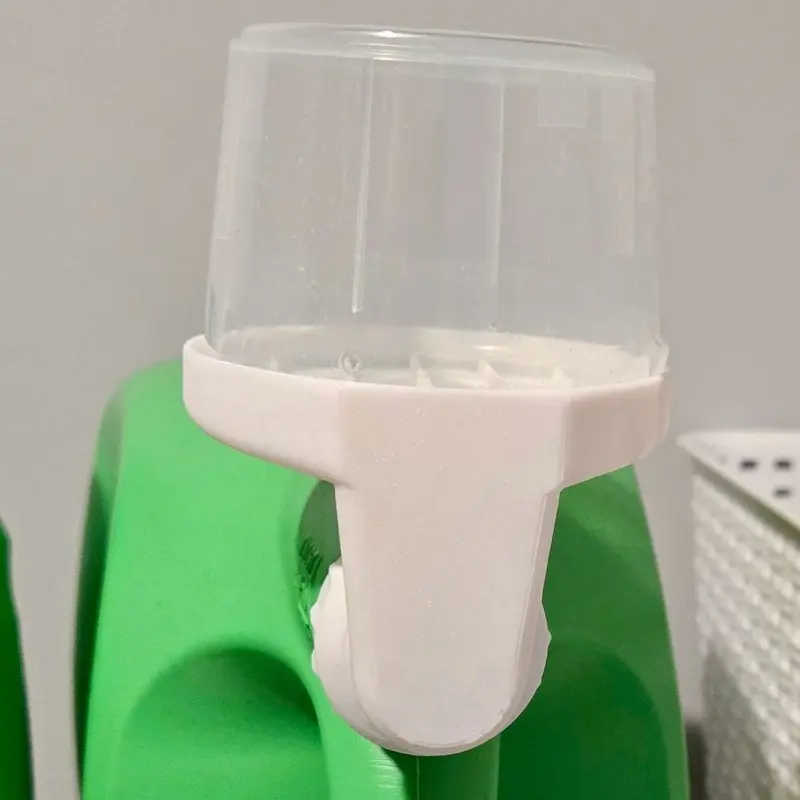 Laundry Detergent Cap Drain Holder - White Marble Color 3D Printed Durable Design for Laundry Rooms & Mud Rooms