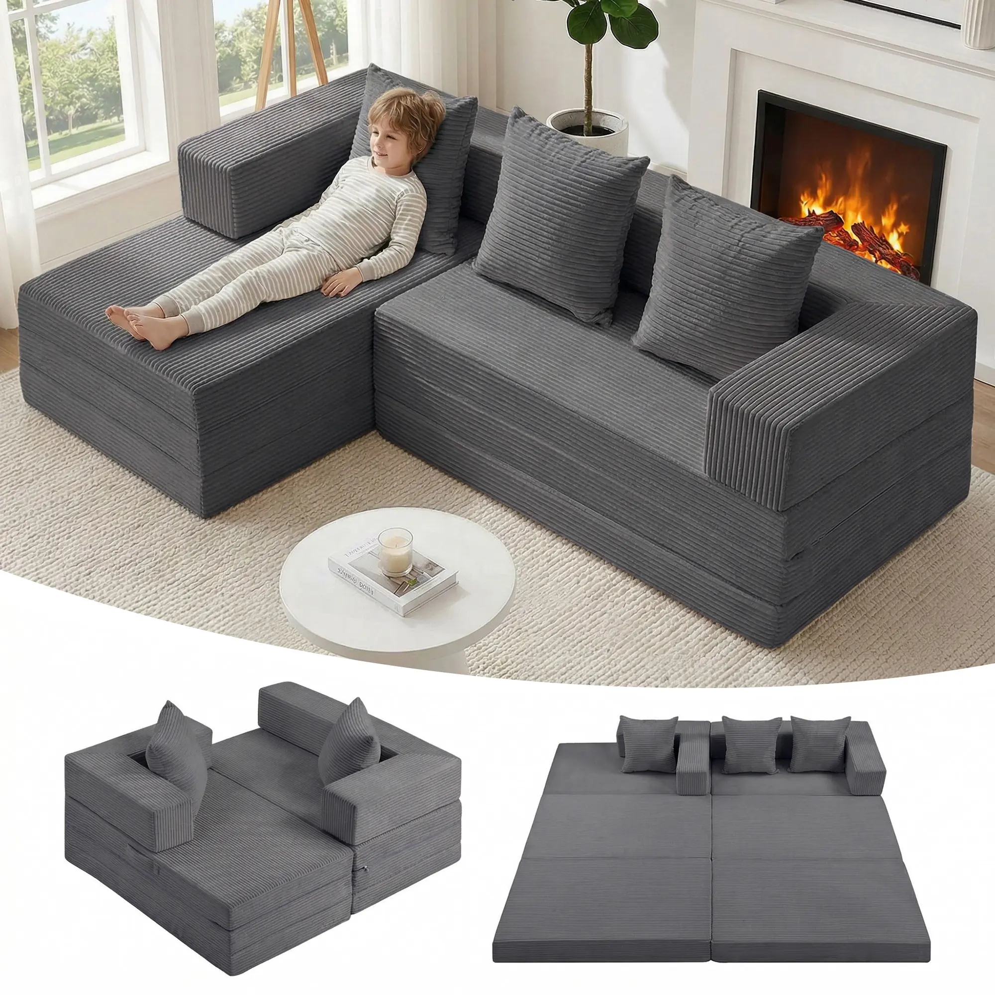 65”-Gray (Mini Couch)