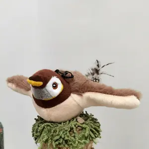 Interactive Flapping Cat Toy Bird, Electric Moving Chirping Kitten Plush Toys, USB Rechargeable Motion Activated Wiggling Bird for Indoor Cats