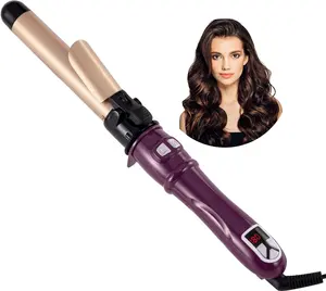 1 Piece Comfort Electric Heated Hair Curler for Hair Styling-Digital temperature control-Portable Heated Hair Curling Roller Machine for Women Salon Hairstylist Haircare -14.56-inch automatic rotating curling iron-Music Festival Makeup- Gifts for Woman
