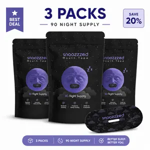 snoozzzed Mouth Tape for Sleeping 3 Pack - (90 Night Supply) Reduces Snoring, Restful Sleep, Hypoallergenic Sleep Aid Comfort, Skincare Mouthtape Mask