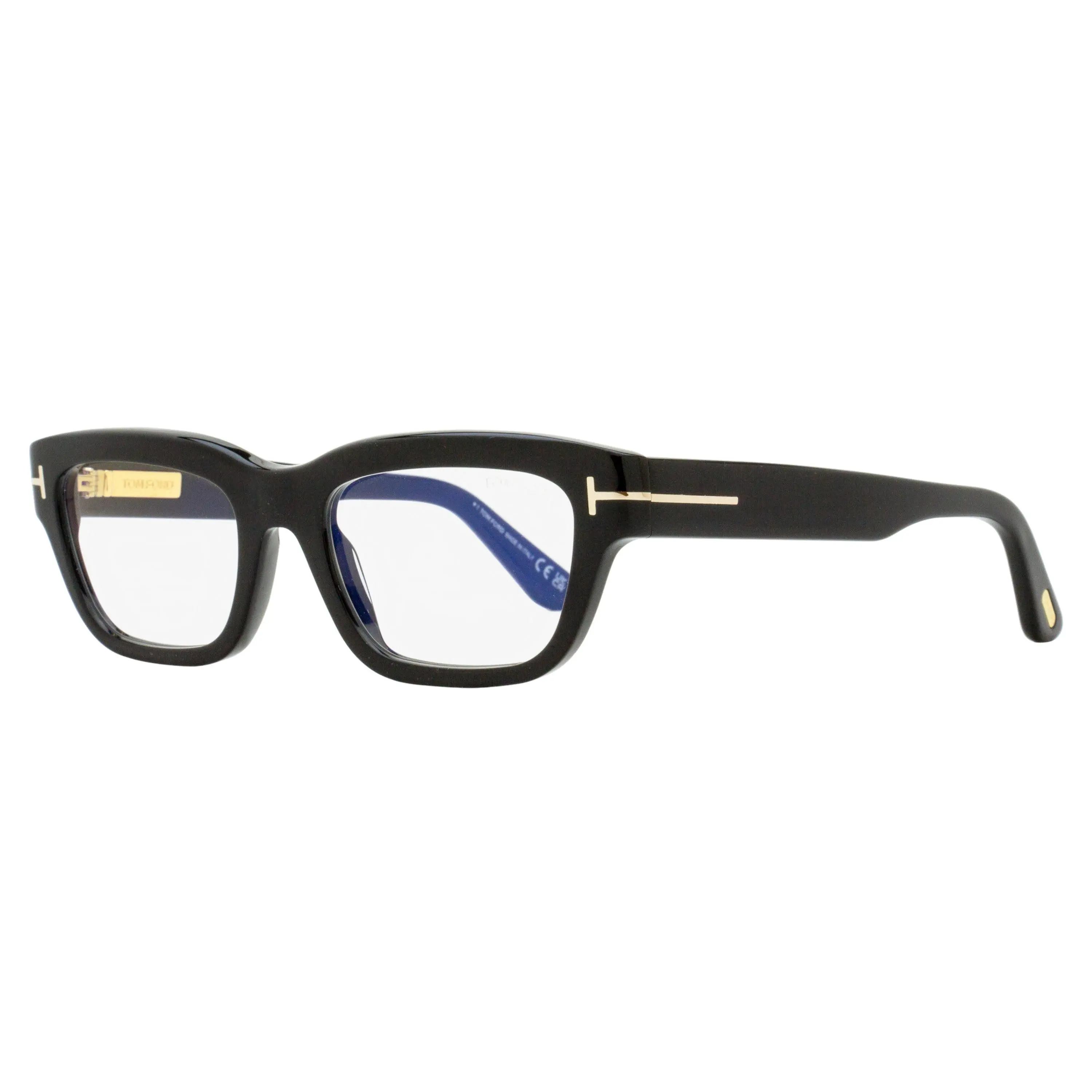 Tom Ford Glamorous Acetate Eyewear Frames - Blue Light Blocking Lens, Anti-Blue Lenses Frames, Rectangular, Eyewear Fashion, TF6045-B 001 Black 52mm FT6045, Focal Glasses Frames, Blue-Tinted Lenses Frames