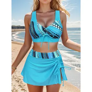 Tank Top, Split Skirt Style, Flat Corner Conservative Swimsuit for Women, Hot Spring Sports And Leisure, Slimming, High Waist, Beautiful Back Swimsuit
