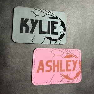 Soccer Net Engraved Name Patch - Customizable 3in x 2in Velcro Bag Accessory with Personalized Name or initials